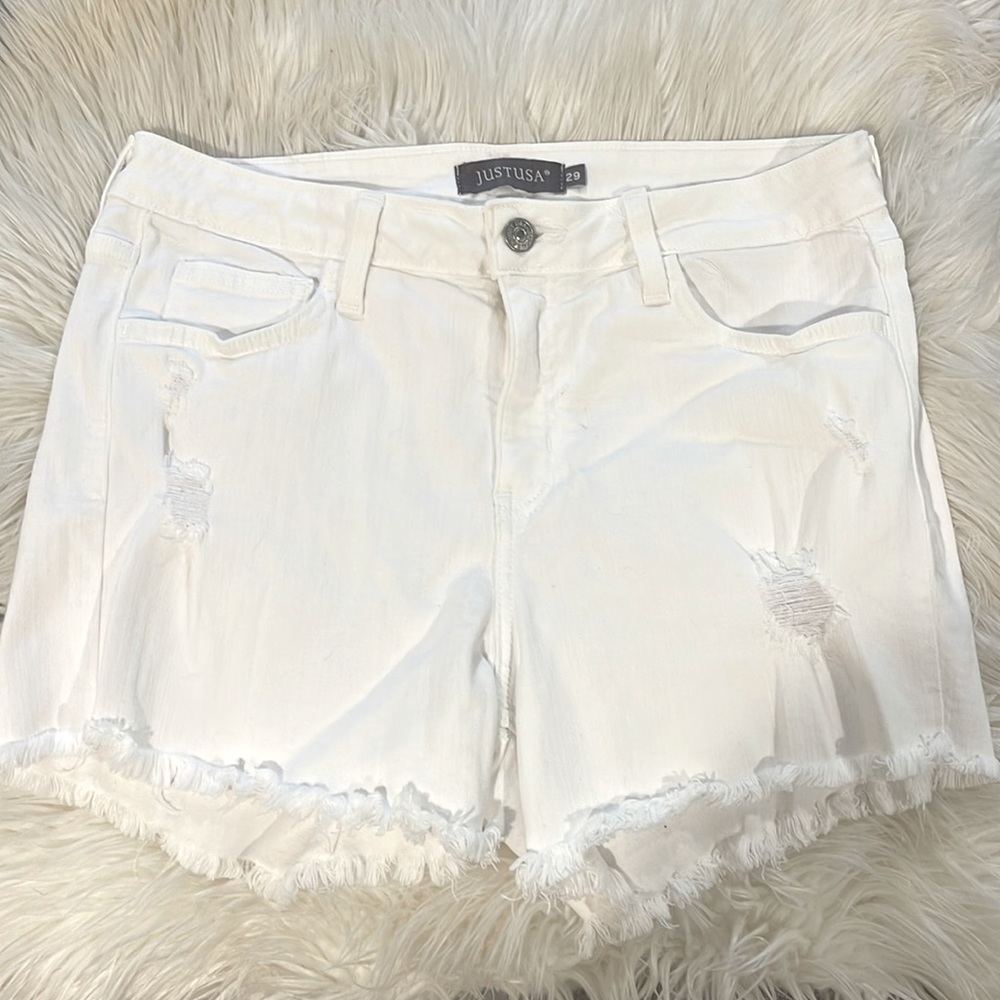 Womens white denim cutoffs